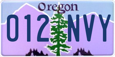 OR license plate 012NVY