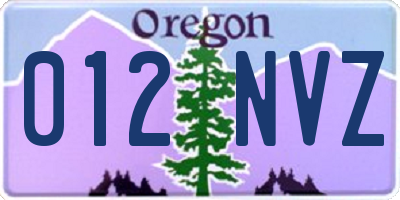 OR license plate 012NVZ