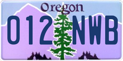 OR license plate 012NWB