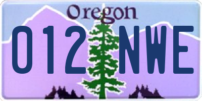 OR license plate 012NWE