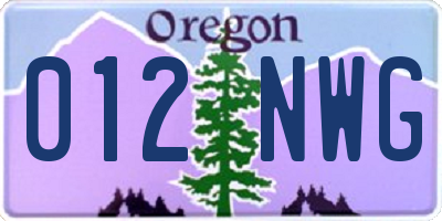 OR license plate 012NWG