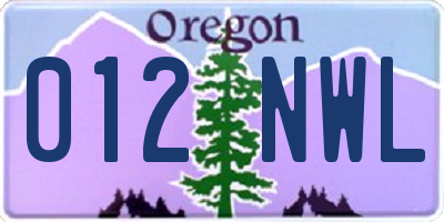 OR license plate 012NWL