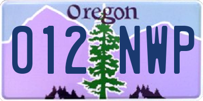 OR license plate 012NWP