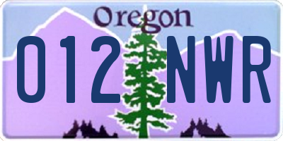 OR license plate 012NWR