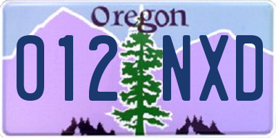 OR license plate 012NXD
