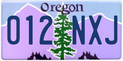 OR license plate 012NXJ