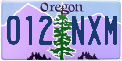 OR license plate 012NXM