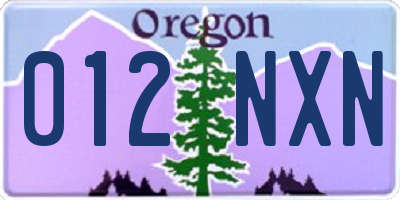 OR license plate 012NXN