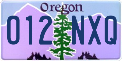 OR license plate 012NXQ