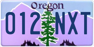 OR license plate 012NXT