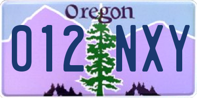 OR license plate 012NXY