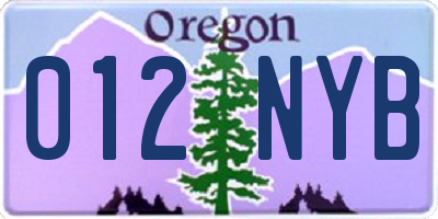 OR license plate 012NYB