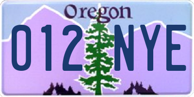 OR license plate 012NYE