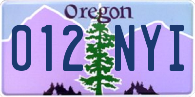 OR license plate 012NYI