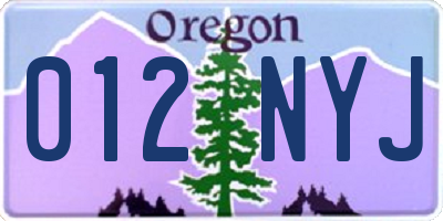 OR license plate 012NYJ