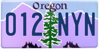 OR license plate 012NYN