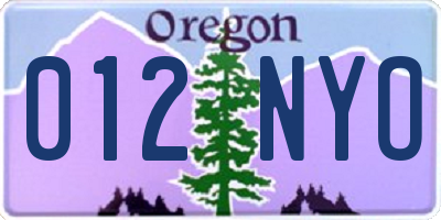 OR license plate 012NYO