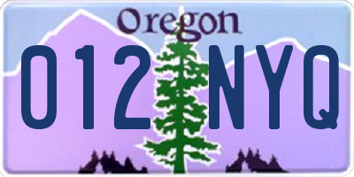 OR license plate 012NYQ