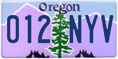 OR license plate 012NYV