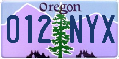 OR license plate 012NYX