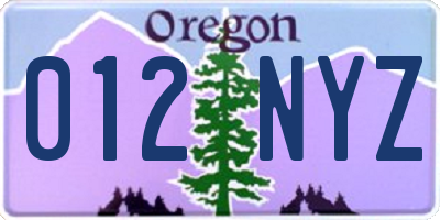 OR license plate 012NYZ