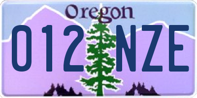 OR license plate 012NZE