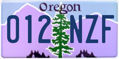 OR license plate 012NZF