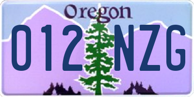 OR license plate 012NZG