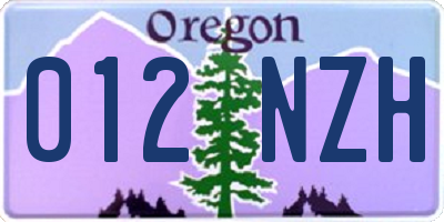 OR license plate 012NZH
