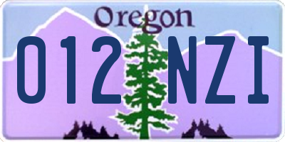 OR license plate 012NZI