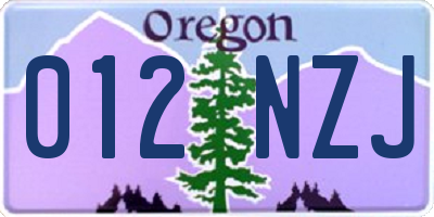 OR license plate 012NZJ