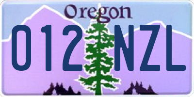 OR license plate 012NZL