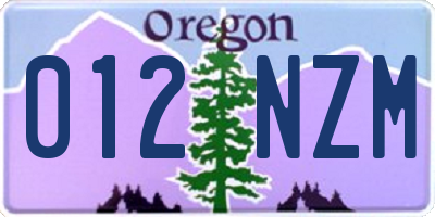 OR license plate 012NZM