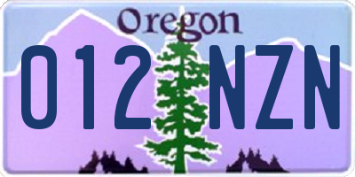 OR license plate 012NZN