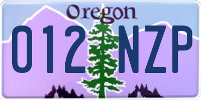 OR license plate 012NZP