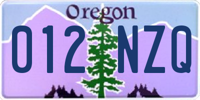 OR license plate 012NZQ