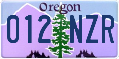 OR license plate 012NZR