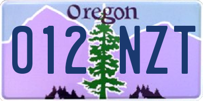OR license plate 012NZT