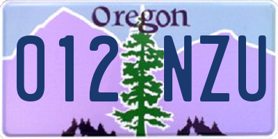 OR license plate 012NZU