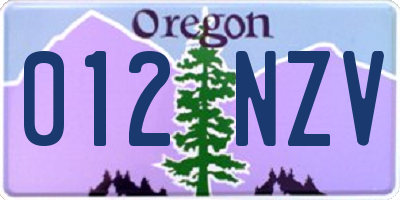 OR license plate 012NZV