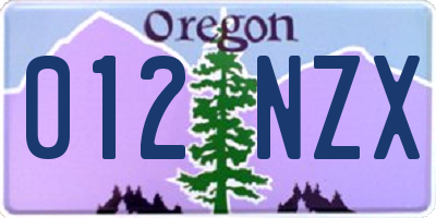 OR license plate 012NZX