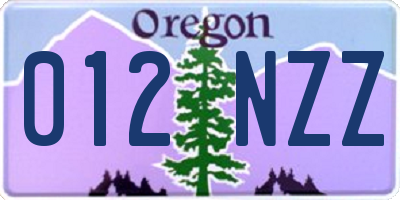 OR license plate 012NZZ