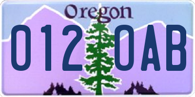 OR license plate 012OAB