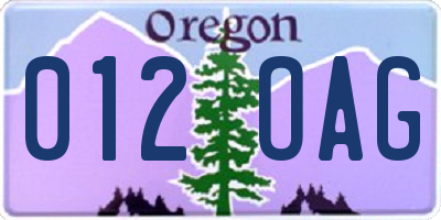 OR license plate 012OAG