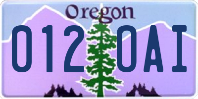 OR license plate 012OAI