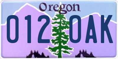 OR license plate 012OAK