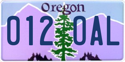 OR license plate 012OAL
