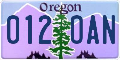 OR license plate 012OAN