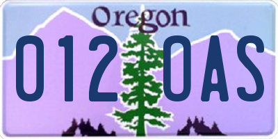 OR license plate 012OAS