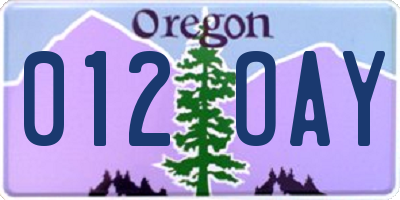 OR license plate 012OAY